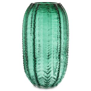 Зеленая стеклянная ваза 27×15×15 см