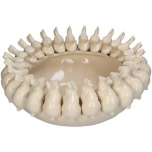 Блюдо керамическое, белое, Зайчики 15*37,5*37,5 см