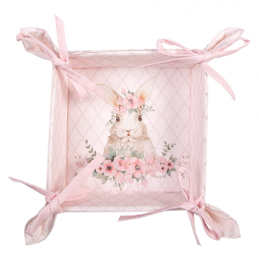 feb47-1-bread-basket-35x35x8-cm-pink-cotton-rabbit-square (1) feb47 1 bread basket 35x35x8 cm pink cotton rabbit square 1 Кошик для хліба з 100% бавовни — практичний і стильний аксесуар для сервірування столу. Ніжний рожевий колір додає затишку, а легка текстильна форма ідеально підходить для подачі хліба, випічки або солодощів як щодня, так і на святковий стіл.