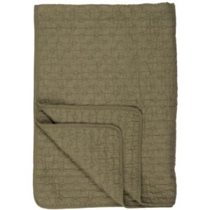 Одеяло хлопковое оливкового цвета с вышивкой крестиком, 130×180 см