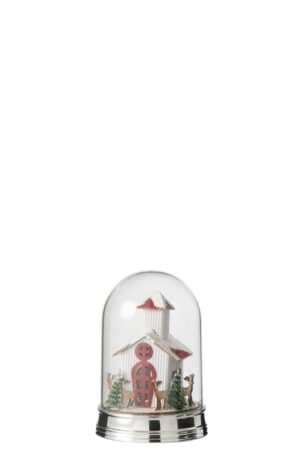 Снежный шар с домиком и животными, LED подсветка, 14 см