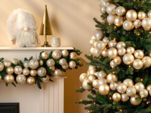 Декоративная гирлянда с шариками Mica Decorations кремового цвета, 180 см