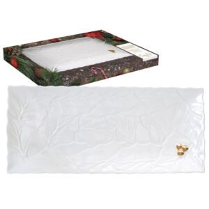 Фарфоровая сервировочная тарелка 37×16,5 см в цветной коробке HOLLY & BERRIES WHITE