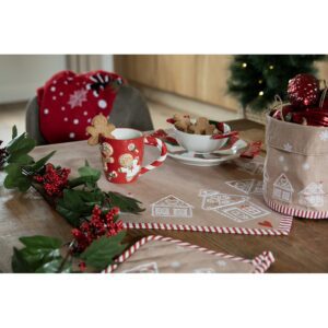 Кухонное полотенце 50×70 см, коричневое, хлопок, с рисунком пряничного домика