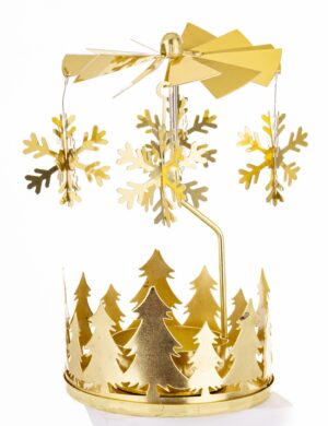 Подсвечник-вертушка с каруселью, металлический, золотой 13,5x8x8 см