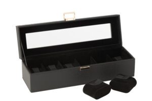 Бокс Swatch с 6 отсеками для часов, искусственная кожа, черная 34*10,5*10 см