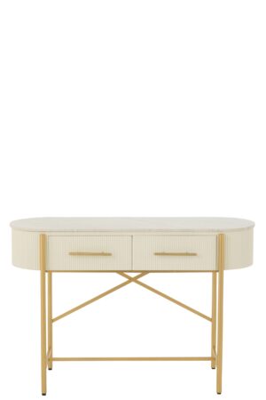 Консольный стол MDF / мрамор / металл, бело-золотой 121*43*80 см