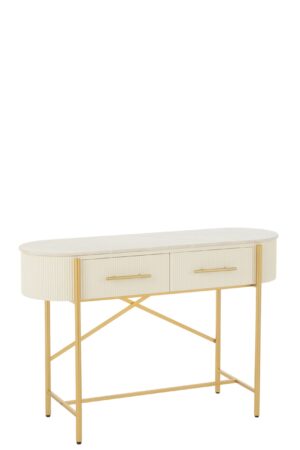 Консольный стол MDF / мрамор / металл, бело-золотой 121*43*80 см