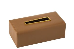 Салфетница из экокожи цвета карамель 26*13,5*8 см