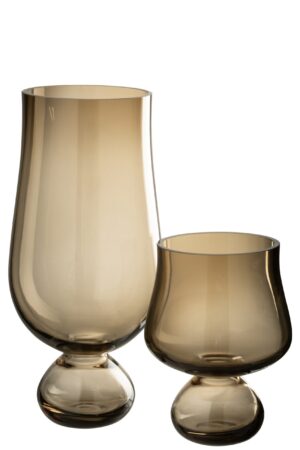 Ваза Goblet Low, стеклянная, серая 16,5*16,5*35,5 см