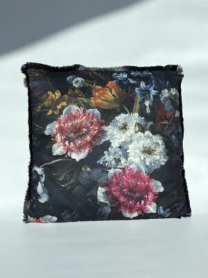 Декоративная подушка с цветочным принтом и бахромой, 45×45 см