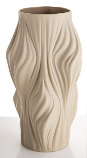Фарфоровая ваза, бежевая, 17,5 × 17,5 × 35,5 см