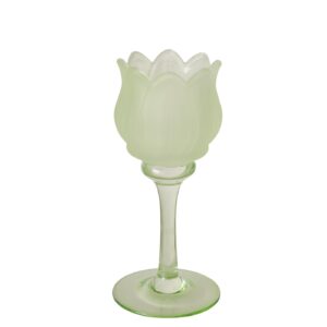 Стеклянный подсвечник для чайной свечи “Green Flower” 7,5*7,5*17 см