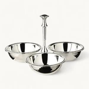 Менажница Perla triple bowl Ø21 см серебряная, трехсекционная