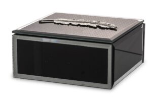Элегантная шкатулка из зеркального стекла, черная, 12×12×6 см