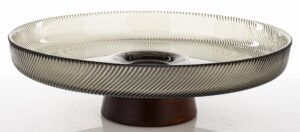 Декоративное блюдо на деревянной ножке со стеклянной тарелкой 25,5×25,5×7,5 см