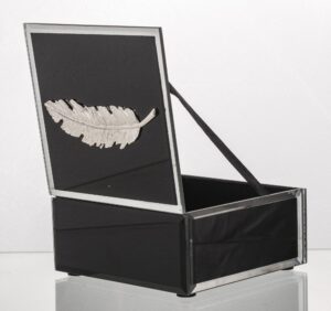 Элегантная шкатулка из зеркального стекла, черная, 12×12×6 см