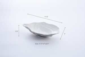 Порцелянова чаша у формі устриці Medium Oyster Bowl, біла зі срібним оздобленням 29×17×6 см