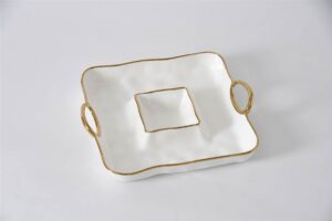 Сервірувальне блюдо з соусником Square Chip & Dip, порцеляна 33×29×7 см
