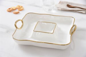 Сервірувальне блюдо з соусником Square Chip & Dip, порцеляна 33×29×7 см