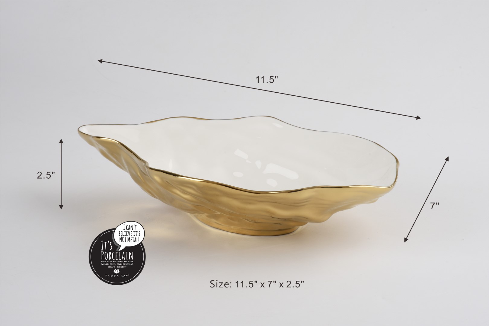 CER1977WG-2 cer1977wg 2 <p data-start="282" data-end="481">Елегантна порцелянова чаша <strong>Medium Oyster Bowl</strong> у формі мушлі устриці стане вишуканою деталлю сервірування. Біла глянцева внутрішня поверхня гармонійно поєднується із золотим оздобленням зовні, а незвичайна форма ідеально підходить для подачі морепродуктів, закусок, салатів або соусів.</p>