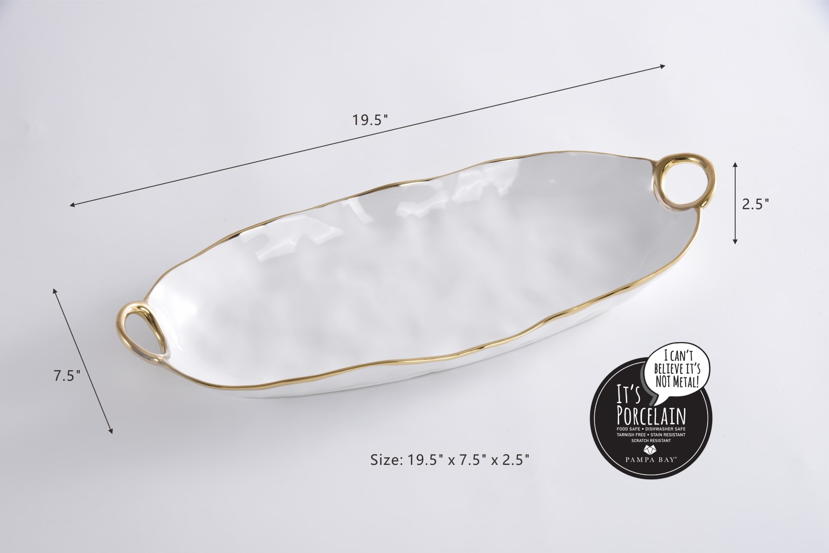 3-8 3 8 <p data-start="282" data-end="481">Глибоке довге блюдо <strong data-start="212" data-end="228">White & Gold</strong> — елегантний посуд для подачі хліба, закусок, риби, овочів і основних страв. Виготовлене з білосніжної порцеляни та доповнене витонченими ручками із золотим титановим покриттям. Безпечне для контакту з харчовими продуктами, підходить для використання в духовці до 260 °C та миття в посудомийній машині.</p>