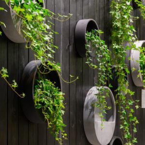 Подвесной вазон Wally Black, Fiberstone, черный, 30 см, 40 см та 50 см