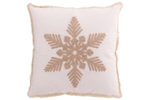 Декоративная подушка Snowflake с изображением снежинки, бело-бежевая, 45×45 см