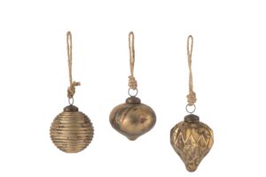 Елочное украшение Antique Gold, стеклянное, антикварное матовое золото, 7,5 см